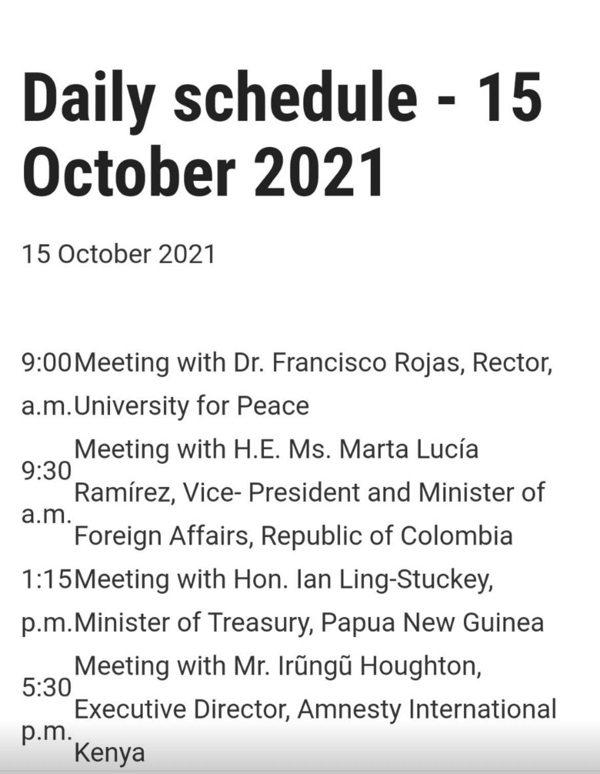 Agenda Guteresovih sastanaka