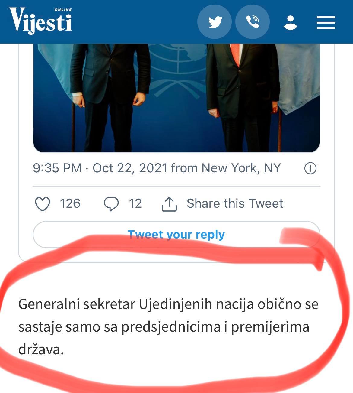 Objava u Vijestima