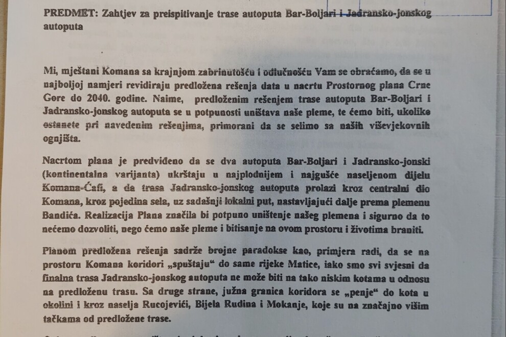 Foto: Peticija/Mještani Komana