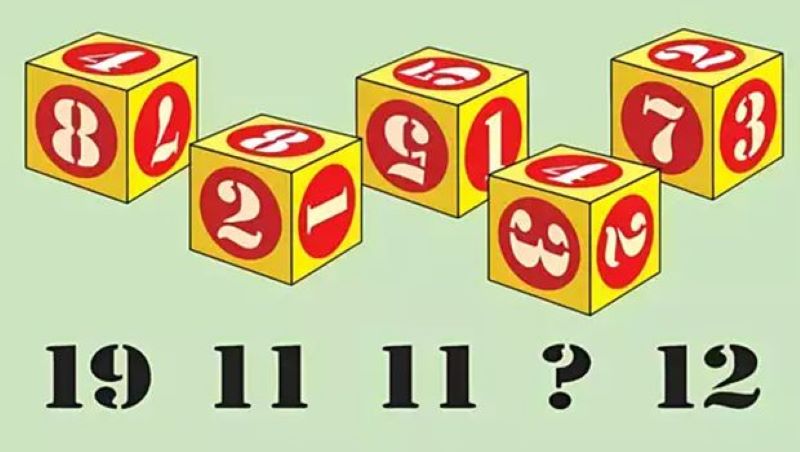 Dobro pogledajte sliku na kojoj su predstavljene kockice koje prikazuju jedinstvene brojeve, dok je ispod njih napisan niz: 19, 11, 11, ? i 12