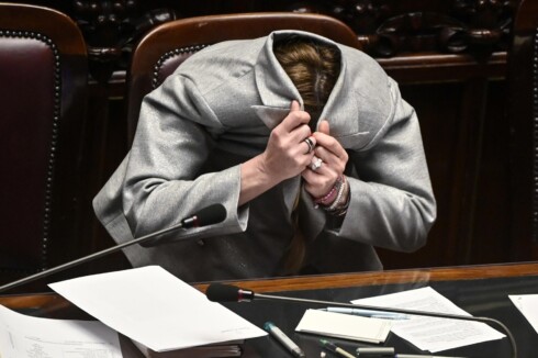 Prime Minister Giorgia Meloni reacts during a session in the Chamber of Deputies, as she reports to the Lower House ahead of a European Council meeting, Rome, Italy, 20 March 2024. EPA-EFE/RICCARDO ANTIMIANI