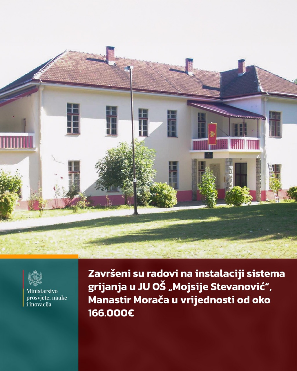 MPNI: Završeni radovi na instalaciji sistema grijanja u objektu JU OŠ „Mojsije Stevanović“ u Kolašinu