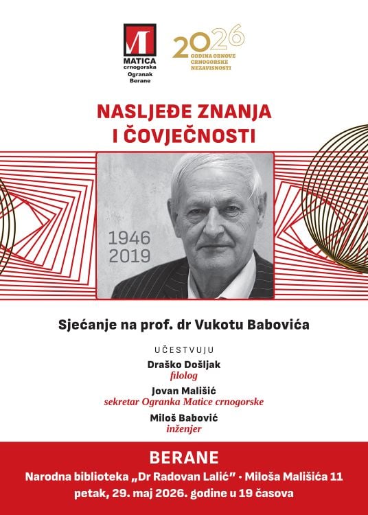 “Nasljeđe znanja i čovječnosti“ – sjećanje na profesora Vukotu Babovića