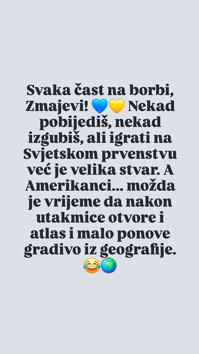 Hrvatski rekorder bodrio BiH i prozvao domaćina: Možda je vrijeme da Amerikanci otvore atlas i ponove gradivo iz geografije