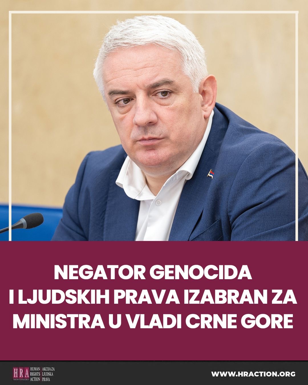 HRA osudila imenovanje Vučurovića: Za ministra izabran negator genocida i ljudskih prava